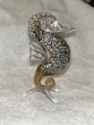 Murano Art Glass Seahorse Standing Figurine Tri-footed Metallic Multicolor Body