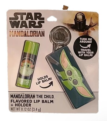 Star Wars The Child Baby Yoda Grogu Mandalorian Lip Balm and Holder Keyring, NEW