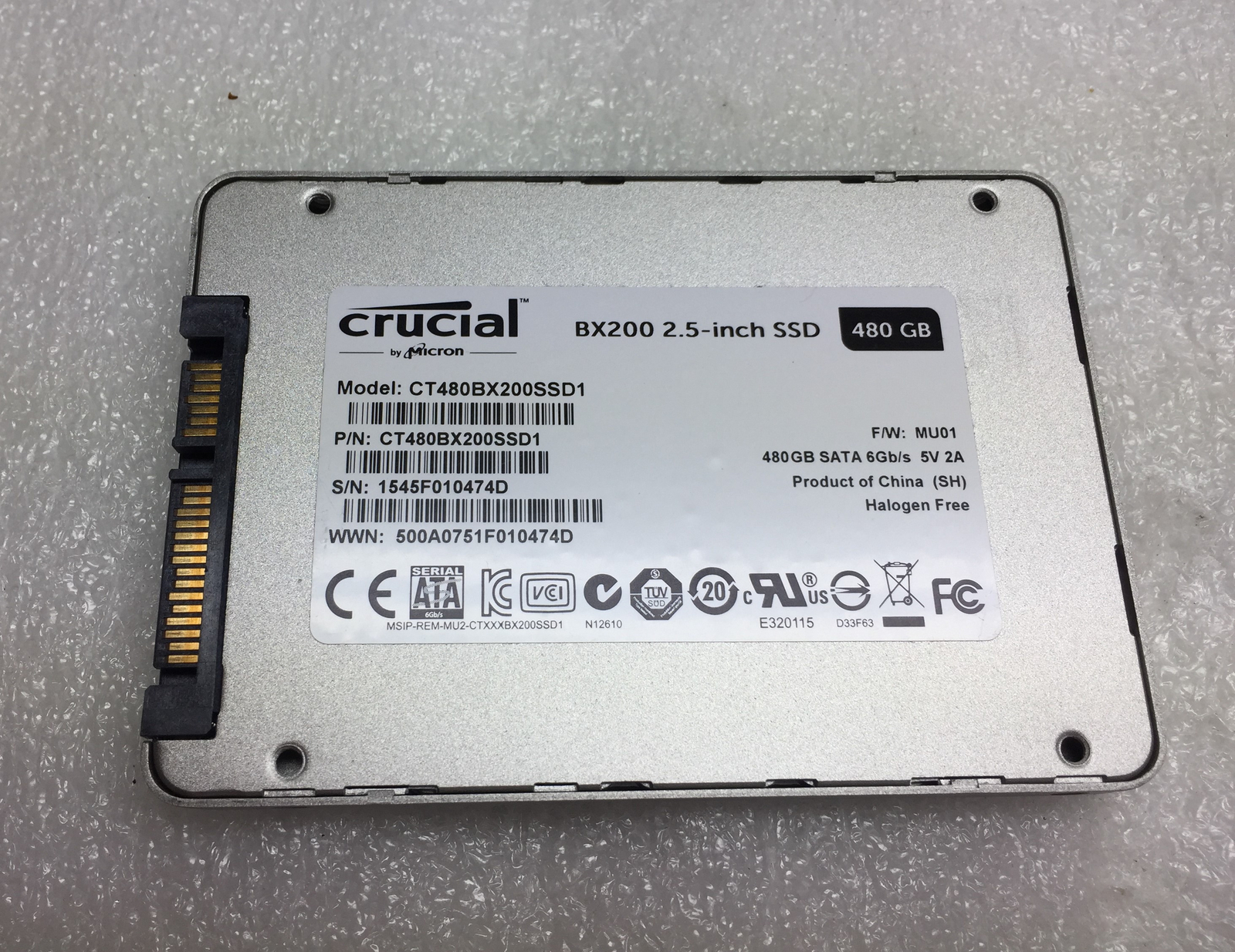 Micron CT480BX200SSD1 480GB 2.5" SATA 3 Internal Solid State Drive SSD
