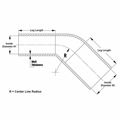 HPS 1.5" - 1.75" ID Silicone 45 Degree Elbow Reducer Hose Black 38mm - 45mm - Picture 2 of 2