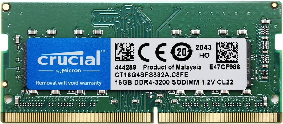 Crucial SODIMM RAM 16GB DDR4 3200 MHz Laptop Memory CT16G4SFS832A