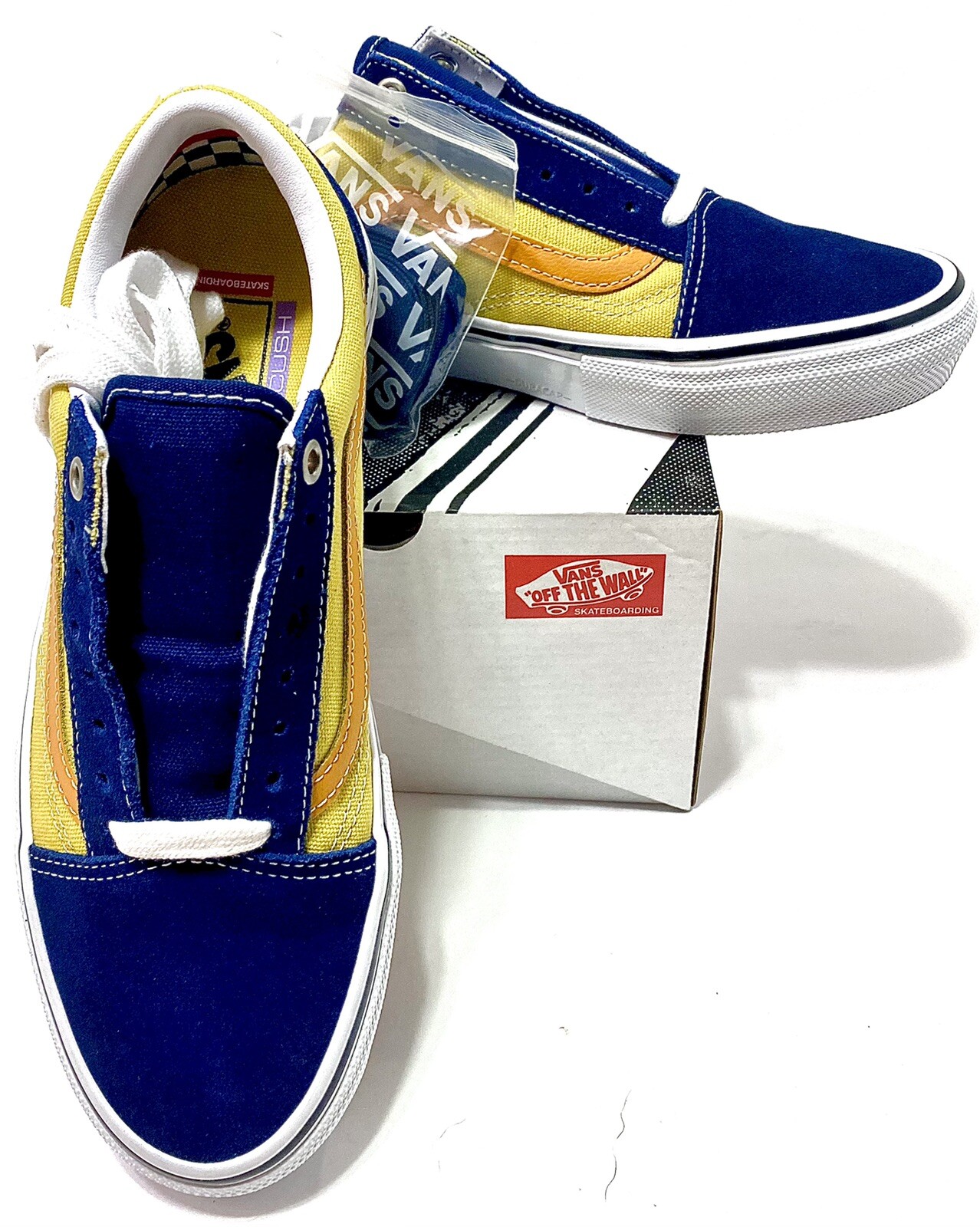 Vans Navy Blue Gold Old Skool Skate Sneakers VN0A5FCBNGL Men Size 6.5 Women 8