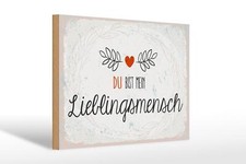 Holzschild Spruch Du mein Lieblingsmensch Herz 30x20 cm Deko Schild