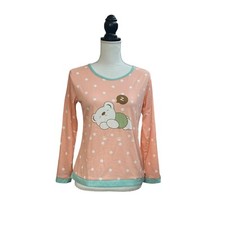 Youth Pink Large Pajama Set Polka Dots Long Sleeve Round Neck