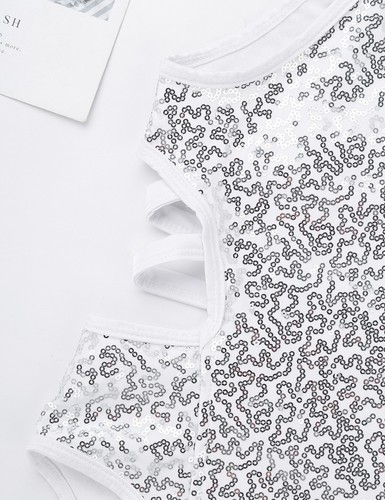 Kids Girls Rompers Dance Unitard Sparkly Bodysuit Cutouts Leotard Performance - Picture 27 of 81