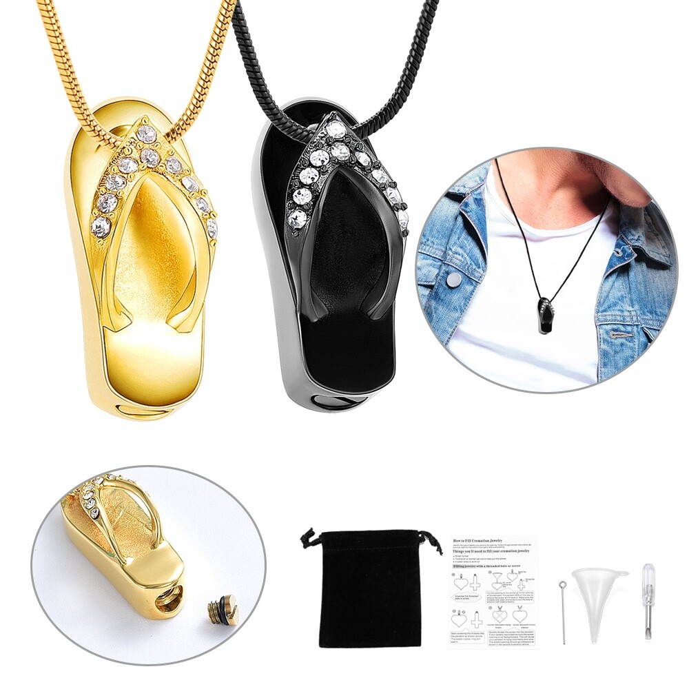 New Cremation Flip Flop Slipper Memorial Necklace for Ashes Urn Pendant-image