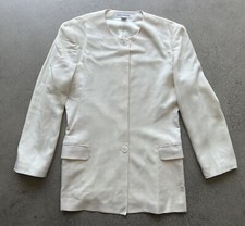 Vintage Jones New York Ivory 2-Pocket Button Up Coat Size 10 Made in USA