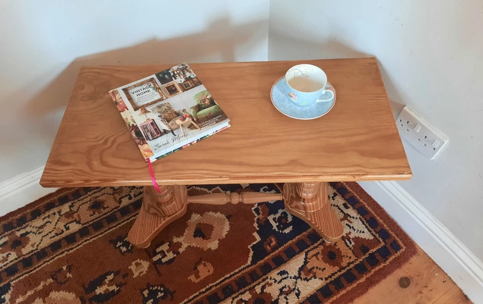 Modern Vintage Mountain Ash Twin pedestal Coffee Table - Image 3 of 4