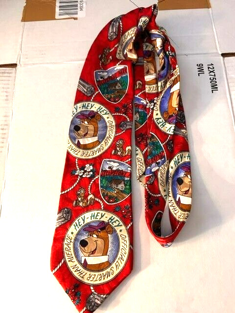 Hanna-Barbera silk tie Yogi bear necktie "Smarter Tha… - Gem