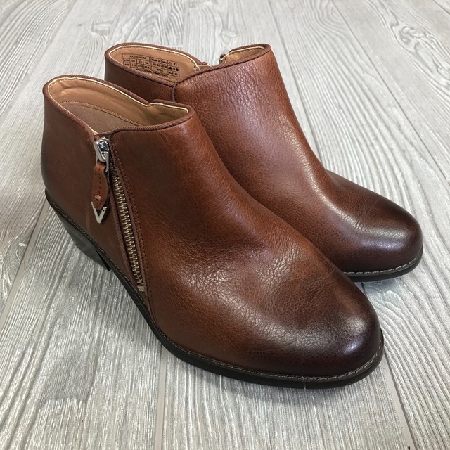 Vionic Joy Jolene Women's 6.5 wide Mocha Brown Leather Zip Up Booties | eBay