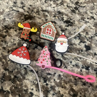 #ad 5 Pcs Christmas Straw Cover Cap for Stanley Cup 10Mm 0.4In Stanley Accessories $6.00