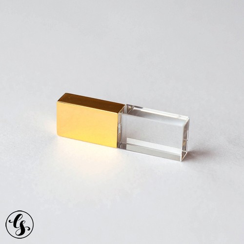 Gold Glas USB Flash Drive graviert maßgeschneidert Hochzeit Geschenk USB Box Endrive - Bild 12 von 12