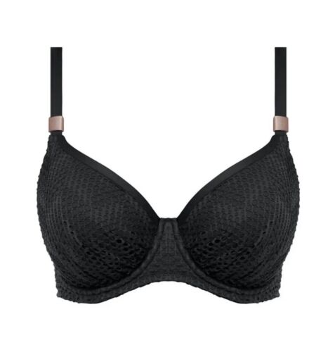 Fantasie Marseille Bikini Top Black Sz 32DDD Gathered Full Cup Crochet 6680 New - Picture 3 of 11