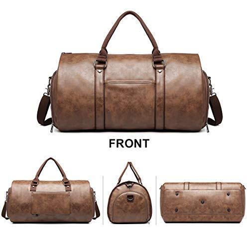 Carry on Garment Bags for Travel Leather Garment Duffle Bag Convertible Mens ... - Picture 3 of 6