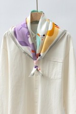 New Boutique 100 Mulberry Twill Silk Curled Edge Colorful Printed Scarf 25'