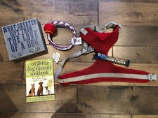 Lot Of Dog Accessories, Medium Size Dog Harness, Biscuit Cookbok, Leash Hook