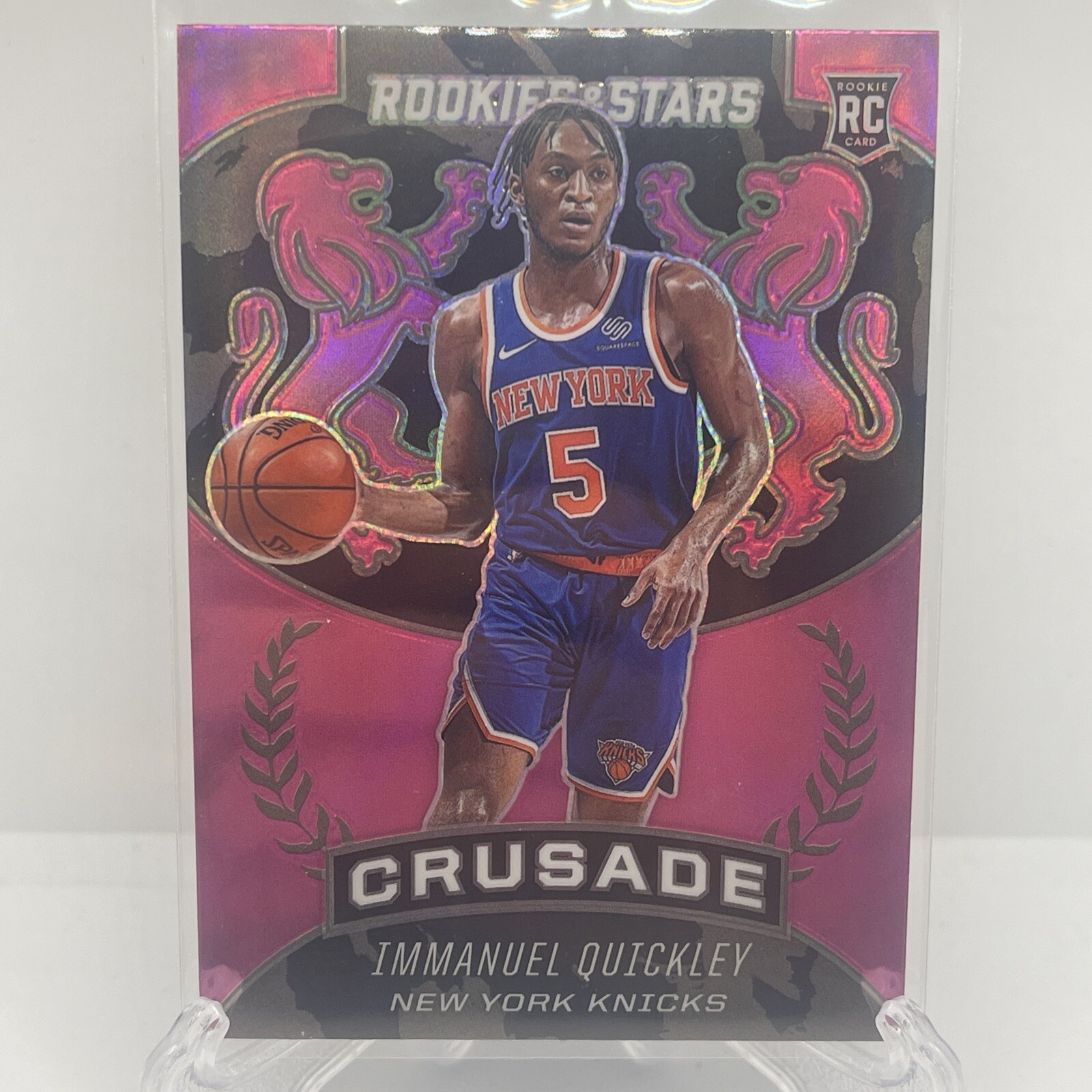 2020-21 PANINI CHRONICLES CRUSADE Pink PRIZM RC #539  IMMANUEL QUICKLEY KNICKS