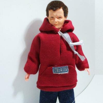 Dressed Modern Man Doll 07 0093 Caco Red Hooded Swsh Flexible Dollhouse Miniatur