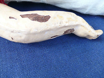 Ancienne Poupée Tête Biscuit Fleischmann - 45 Cm - Composition Et Chiffons