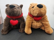 Dan Dee 12" Bulldog Plush Valentine Red Heart Plush Stuffed Toy Lot of 2
