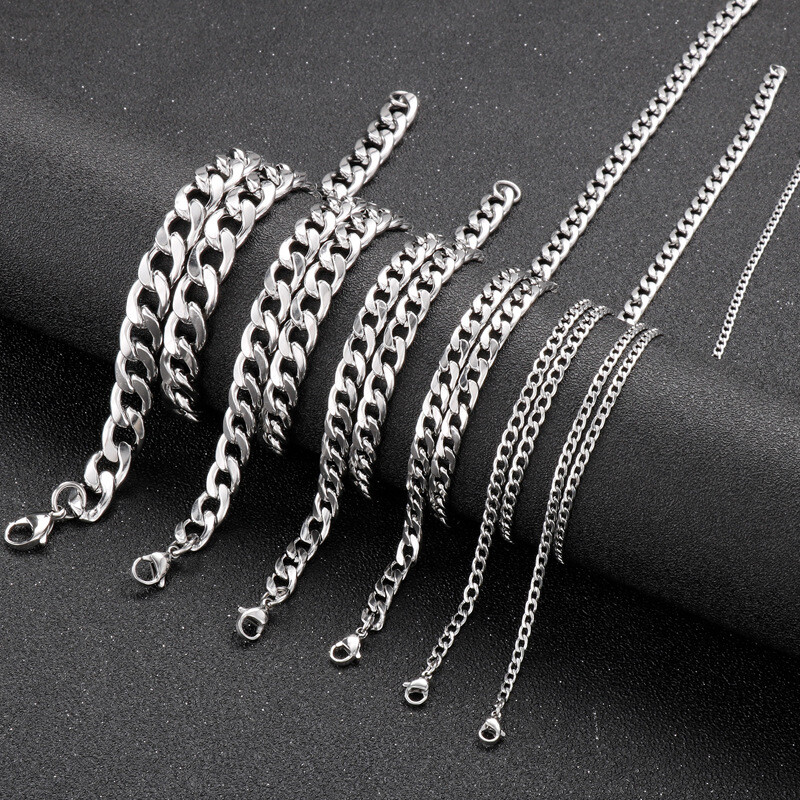 Stainless steel multi-size Titanium steel Cuban chain necklace Men's necklace
