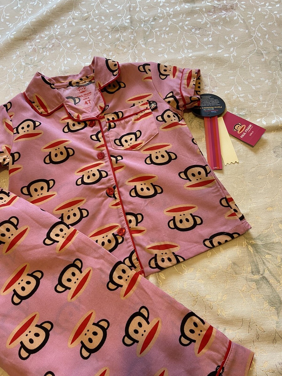 NWT Paul Frank Monkey Girls 2PC Pajamas Sleepwear 4T Pink