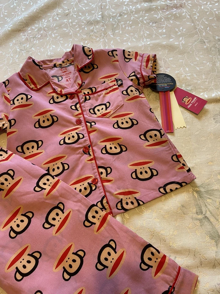 Nuevo con etiquetas Paul Frank Mono Niñas 2 piezas Pijama Ropa de dormir 4T Rosa Foto 2 de 4
