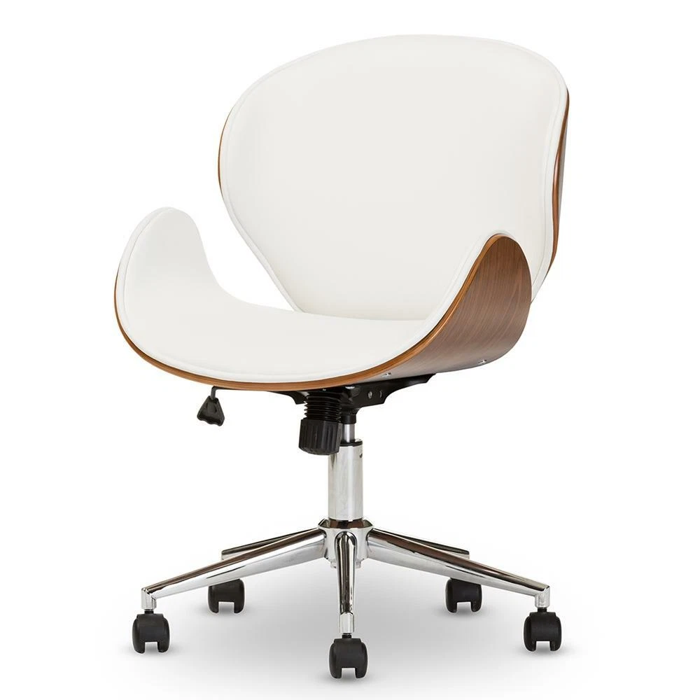 Wood and white office chair deals