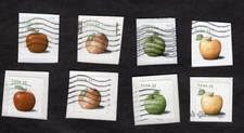 #4727-30 & #4731-34 Apples Stamps, Used Se-Tenent Sets of 4, On Paper