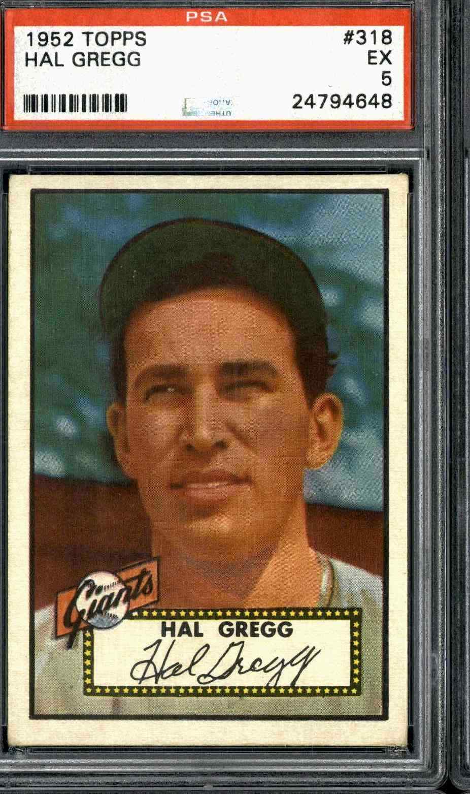 1952 Topps #318 Hal Gregg - PSA 5