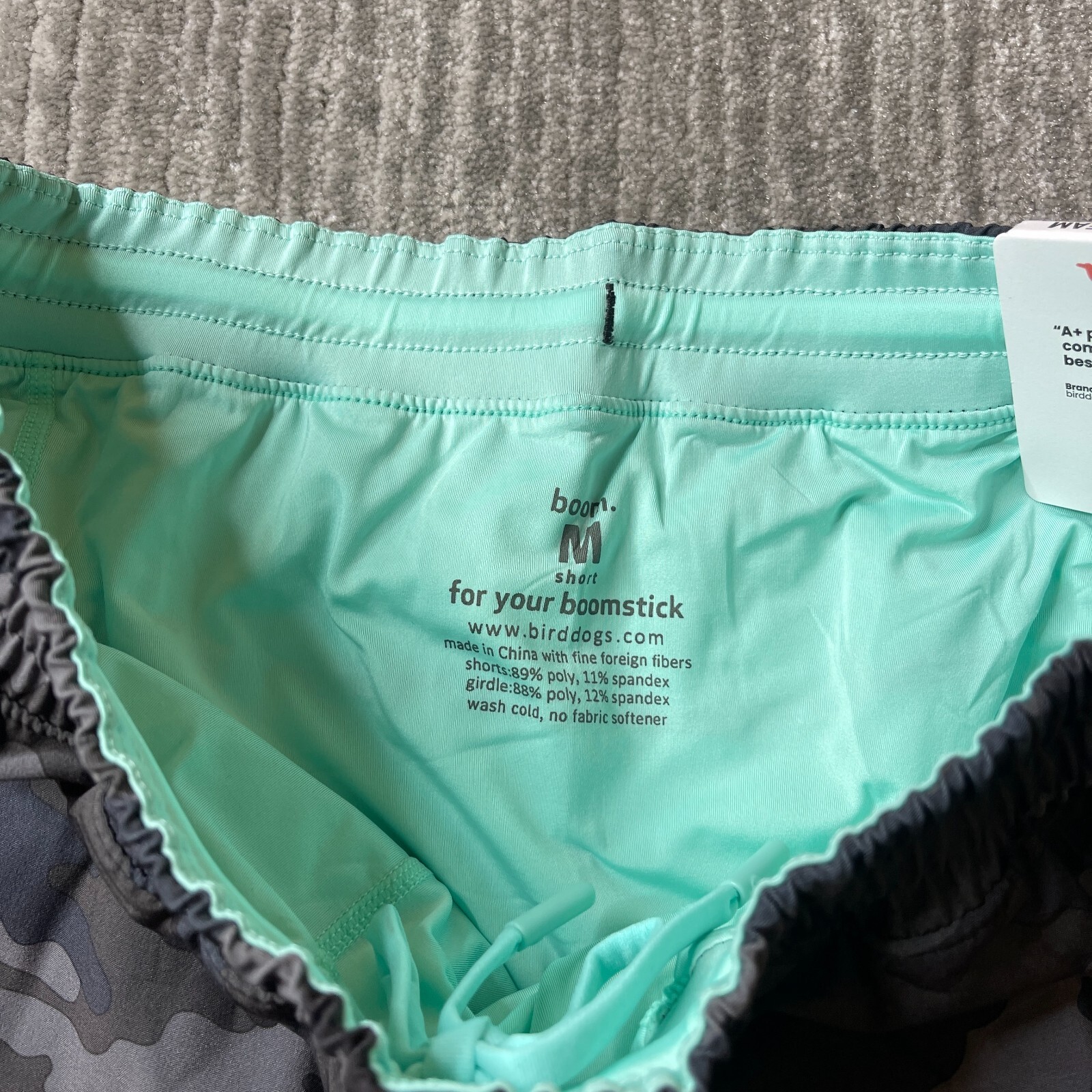 Birddogs Shorts Mens Medium Lined Boom For Your Boomstick Gray Camouflage 6”