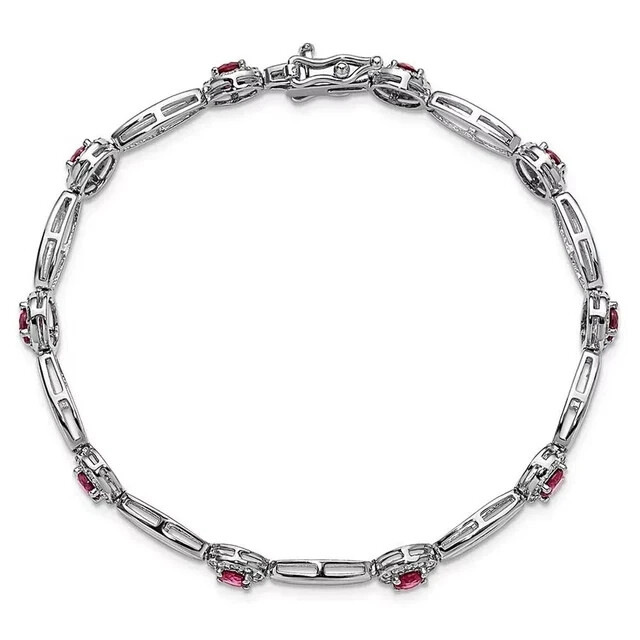4CT Lab-Created Red Ruby Tennis Bracelet in 14k White Gold