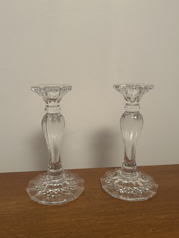 Pair of Neiman Marcus Crystal Candlesticks 6”