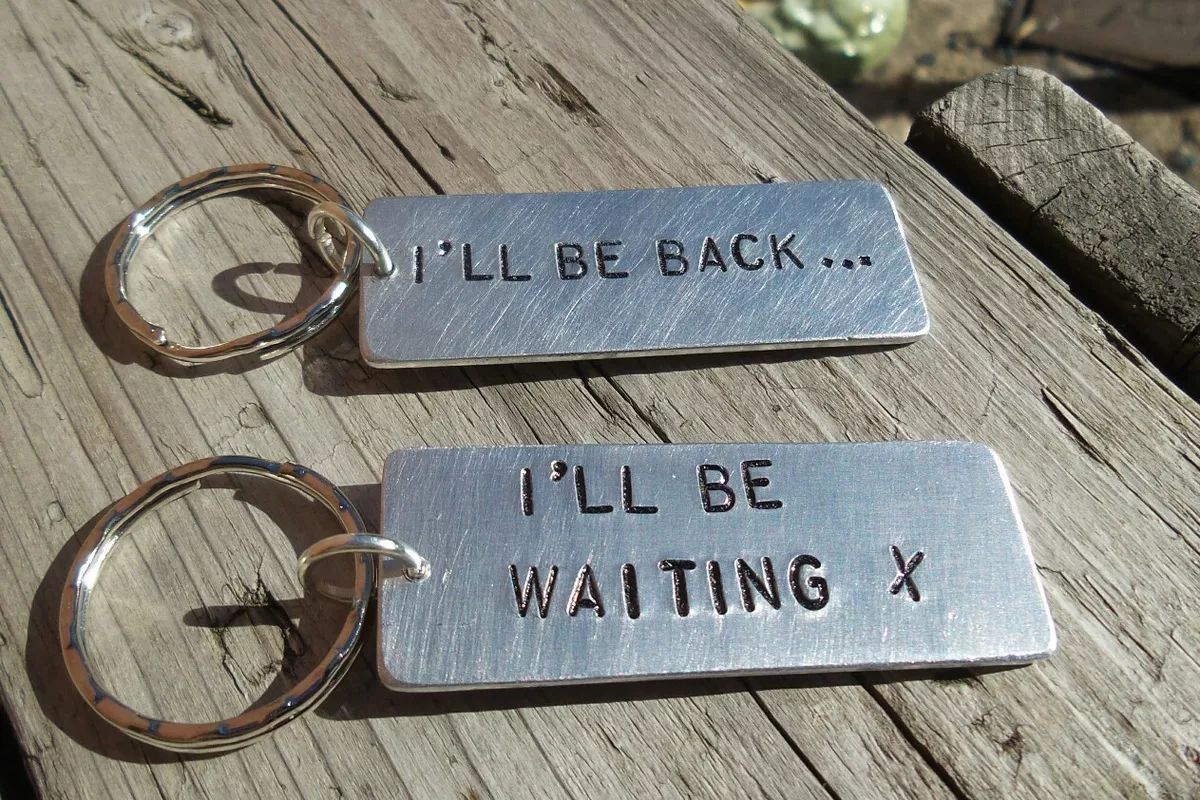 SET Of 2 KEYRINGS Deployment Long Distance Relationship Gift Love