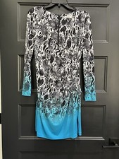 calvin klein 12  V Neck Faux Wrap Long Sleeve Dress