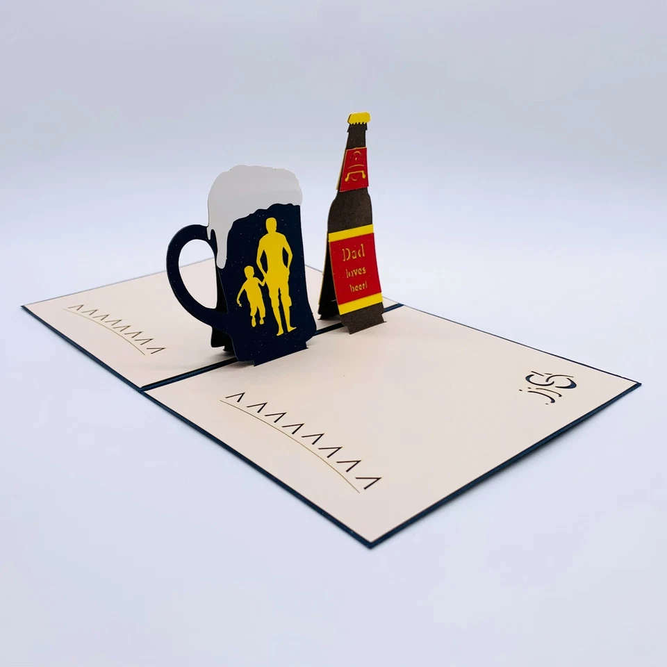 Tarjeta de felicitación emergente 3D Mix & Match 4 por $12.99 Papá ama la cerveza Día del padre Foto 3 de 4