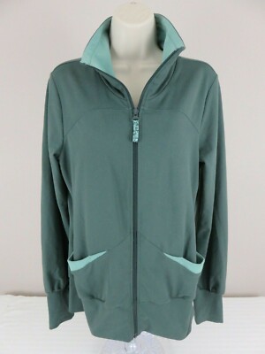 adidas ClimaLite Women's Jacket Green Zipper Front with Pockets Size Large