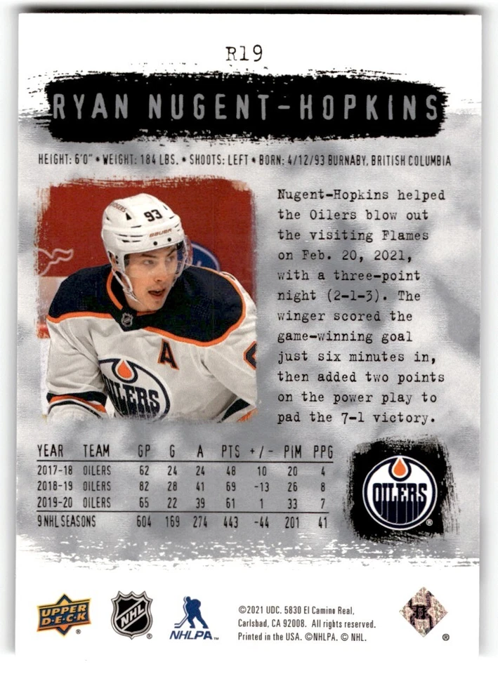 2020-21 SP Authentic '00-01 Retro Ryan Nugent-Hopkins #R19 Edmonton Oilers - Image 2 of 2