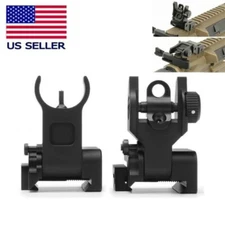 Tactical Folding Back Up Iron Sight Flip Up Sights Set Front Rear Picatinny Rail
