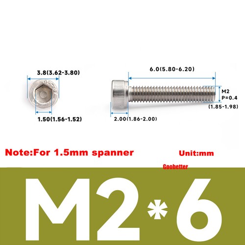 M1.4~M6 Cap Screws Allen Key Hexagon Socket Head Bolt 304 Stainless Steel DIN912 - Picture 21 of 26