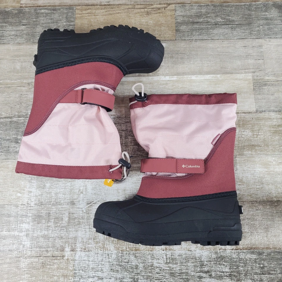 Botas de nieve Columbia Powderbug Plus II para niños talla 7 rosa polvoriento remolacha media pantorrilla Foto 3 de 4