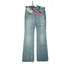 Fornarina Jeans pantaloni bootcut distrutti vita bassa svasati W27 L34 used blu chiaro NUOVO