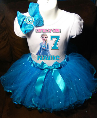 Elsa Birthday tutu Outfit Dress 7th Frozen Shirt Girl Party Personalized Tutu