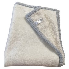 Chick Pea Baby Blanket Plush Chenille Ribbed Trim Cream Sherpa Fleece Thick