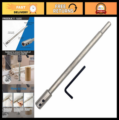 10'' Forstner Bit Extension - Extra Long Drill Bit for 8-3/4'' Depth, 3/8'' Hex Sha