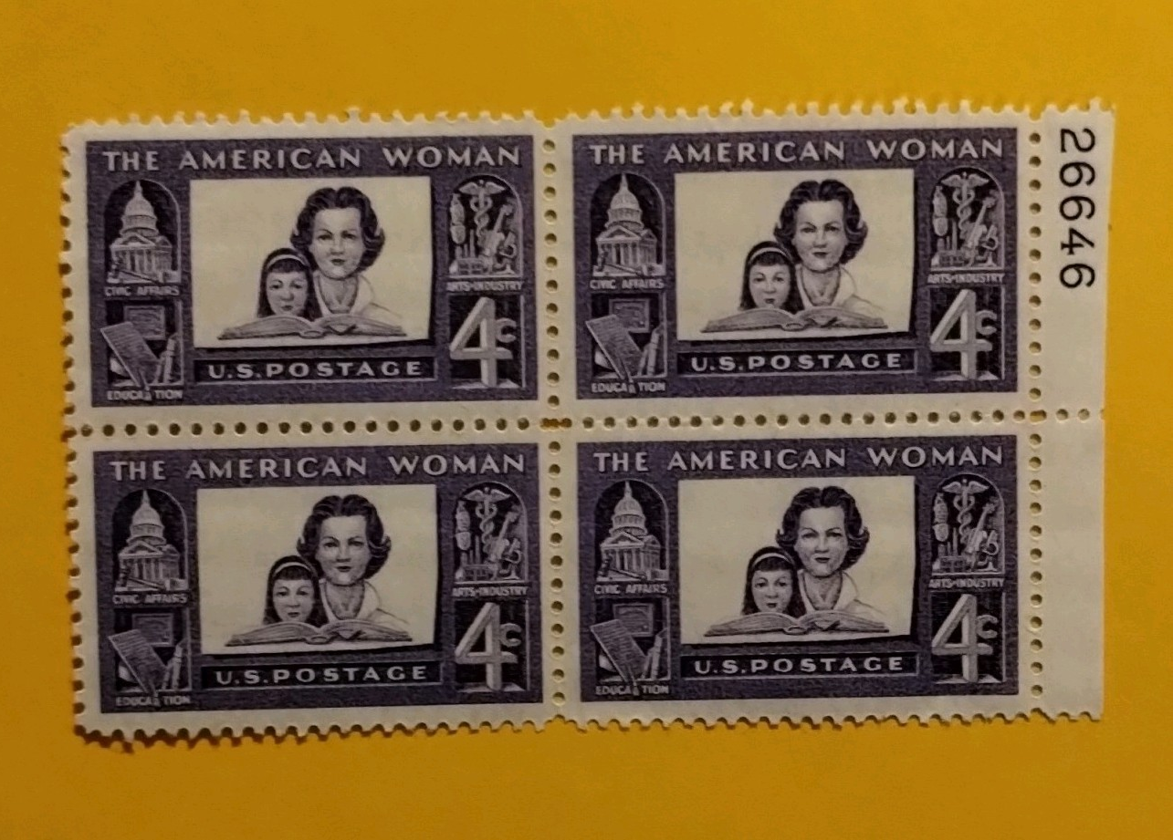 United States The American Woman 4¢ Purple/Black Plate Number Block of 4 #26646