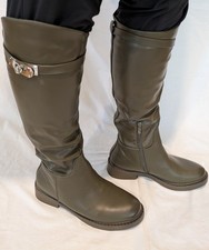 Martin Pescadore Damen Weitschaft Reiter Stiefel Olive Khaki Grün Gr. 40 Neu