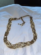 VINTAGE IMITATION PEARL AND GOLDTONE MULTISTRAND ADJUSTABLE WOMENS CHAIN BELT