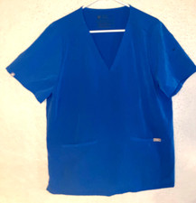 Figs Royal Blue V Neck Short Sleeves Casma Scrub Top Womens sz XL PO 2693 pocket