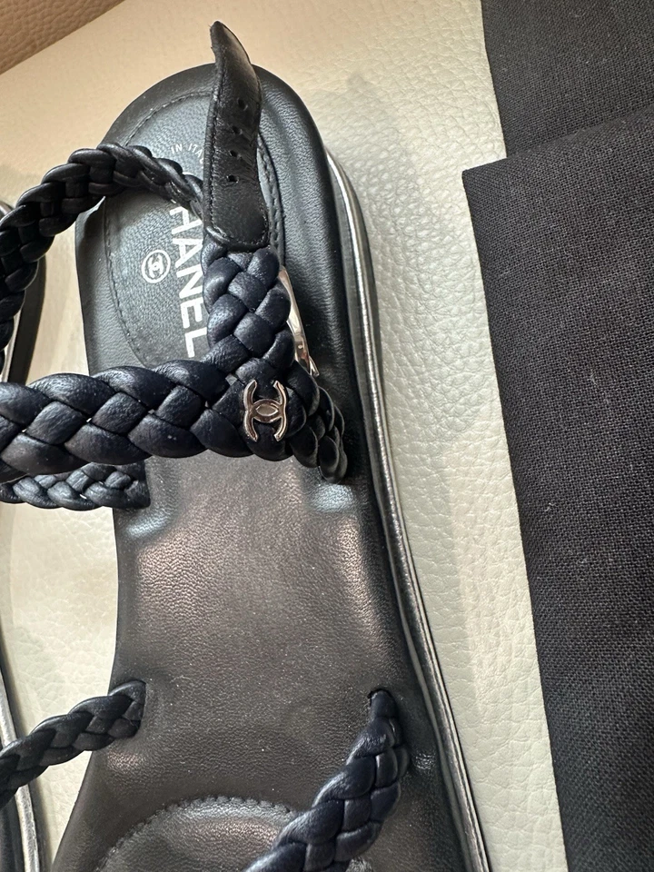 Sandalia trenzada de cuero Chanel talla 37,5 venta al por menor 1300,00 Foto 4 de 4